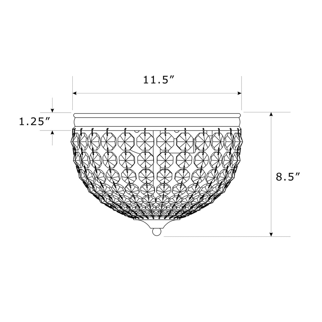 Crystorama Nola 11.5'' Flush Mount - Product Dimensions