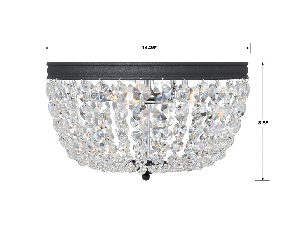 NOL-314-BF-CL-MWP Nola 3 Light Flush | Dimensions Image