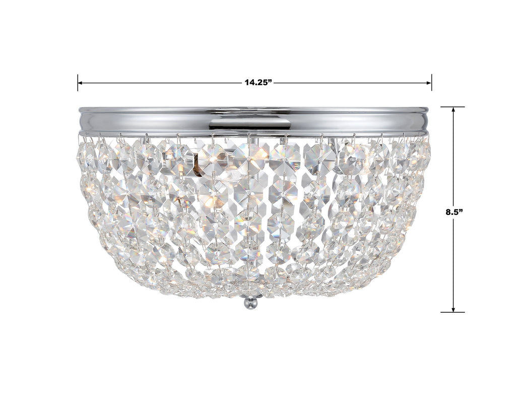 NOL-314-CH-CL-MWP Nola 3 Light Flush | Dimensions Image