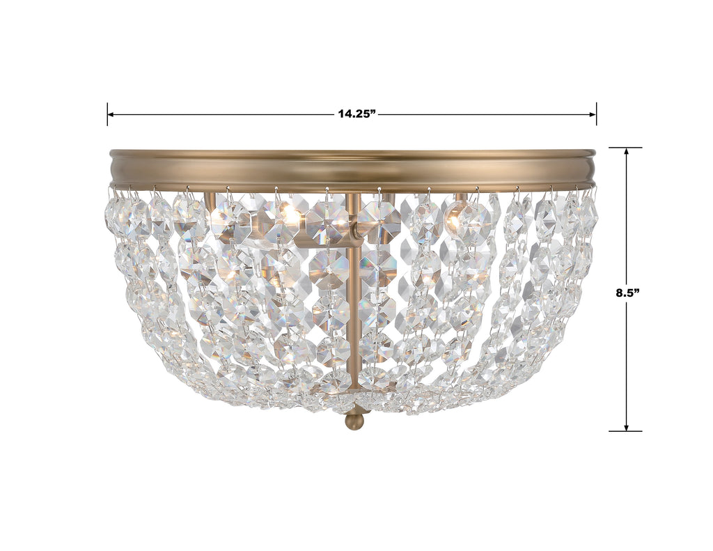 NOL-314-VG-CL-MWP Nola 3 Light Flush | Dimensions Image