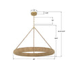 OAK-7539-SG Oakley 48'' Integrated LED Chandelier | Dimensions Image