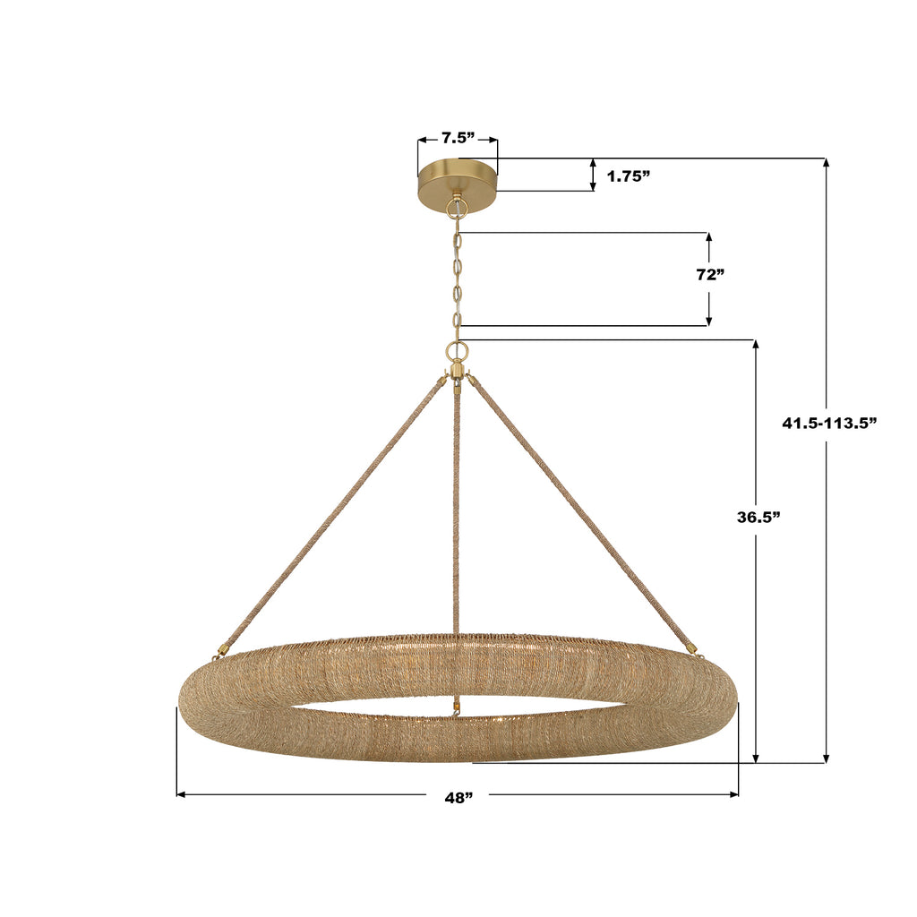 OAK-7539-SG Oakley 48'' Integrated LED Chandelier | Dimensions Image