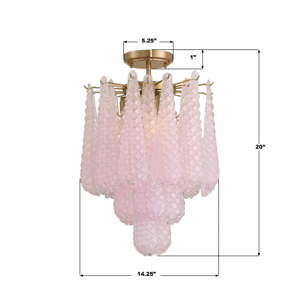 OLL-6004-AG-BH_CEILING Ollie 14.25'' Semi Flush Mount | Dimensions Image
