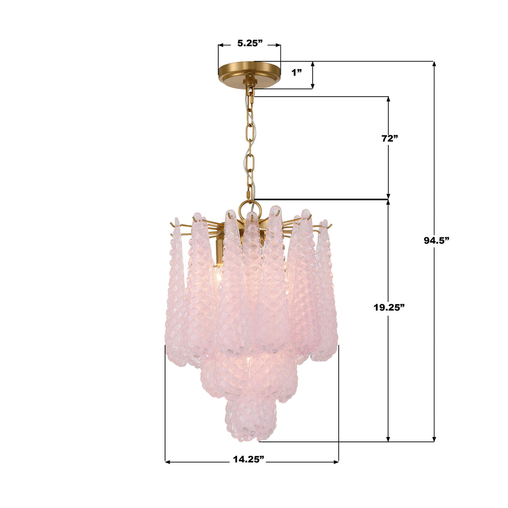OLL-6004-AG-BH Ollie 14.25'' Chandelier | Dimensions Image