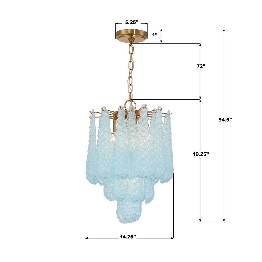 OLL-6004-AG-BL Ollie 14.25'' Chandelier | Dimensions Image