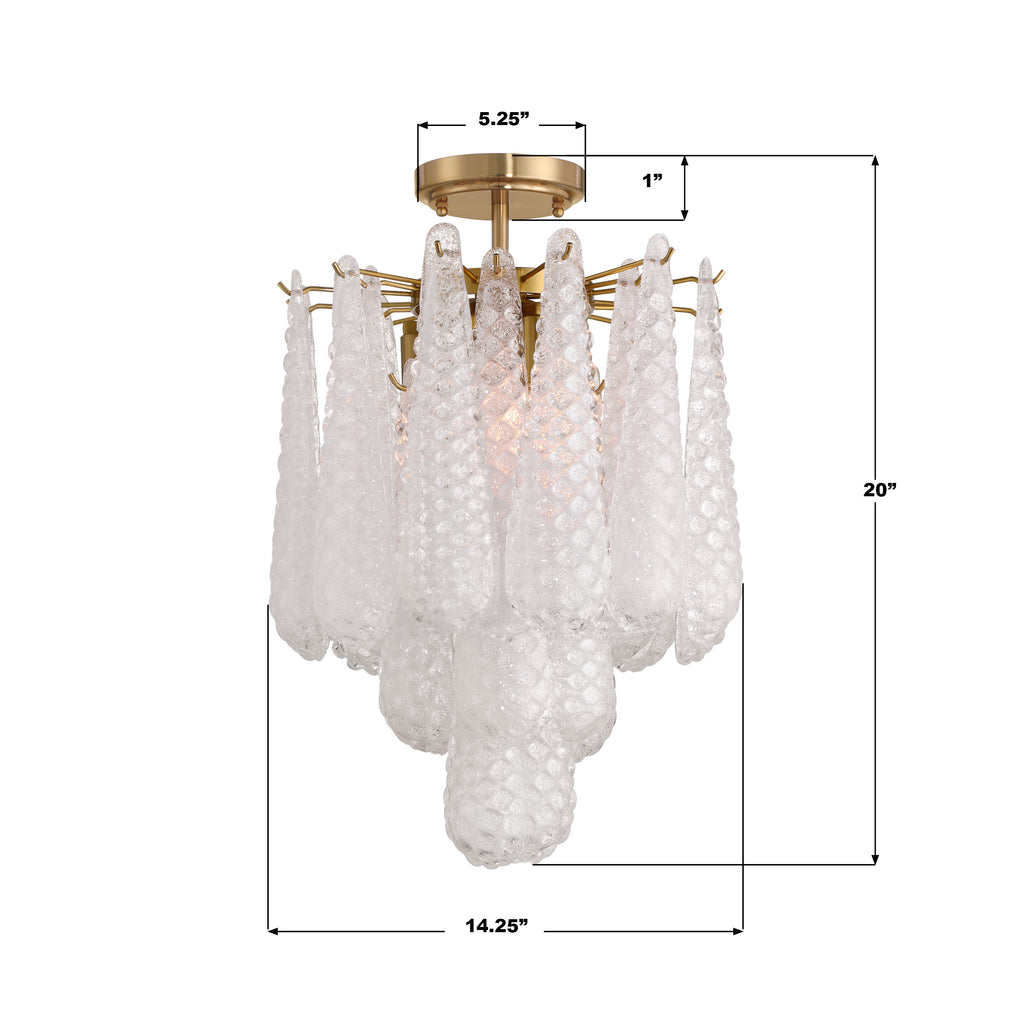 OLL-6004-AG-CL_CEILING Ollie 14.25'' Semi Flush Mount | Dimensions Image