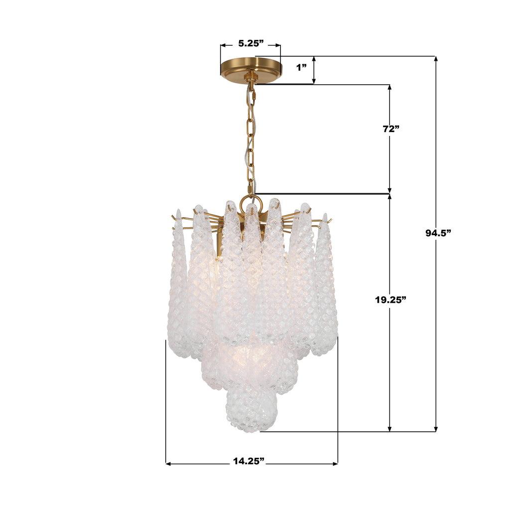 OLL-6004-AG-CL Ollie 14.25'' Chandelier | Dimensions Image