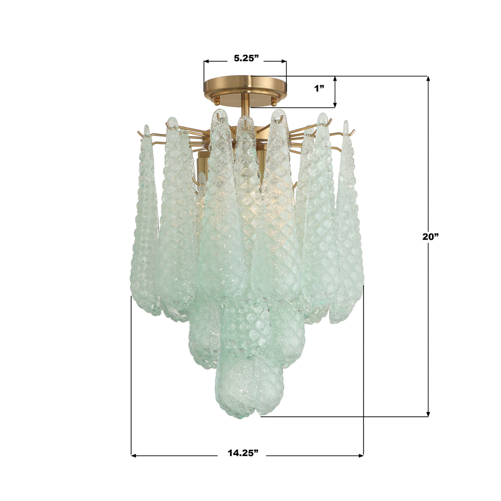OLL-6004-AG-GR_CEILING Ollie 14.25'' Semi Flush Mount | Dimensions Image