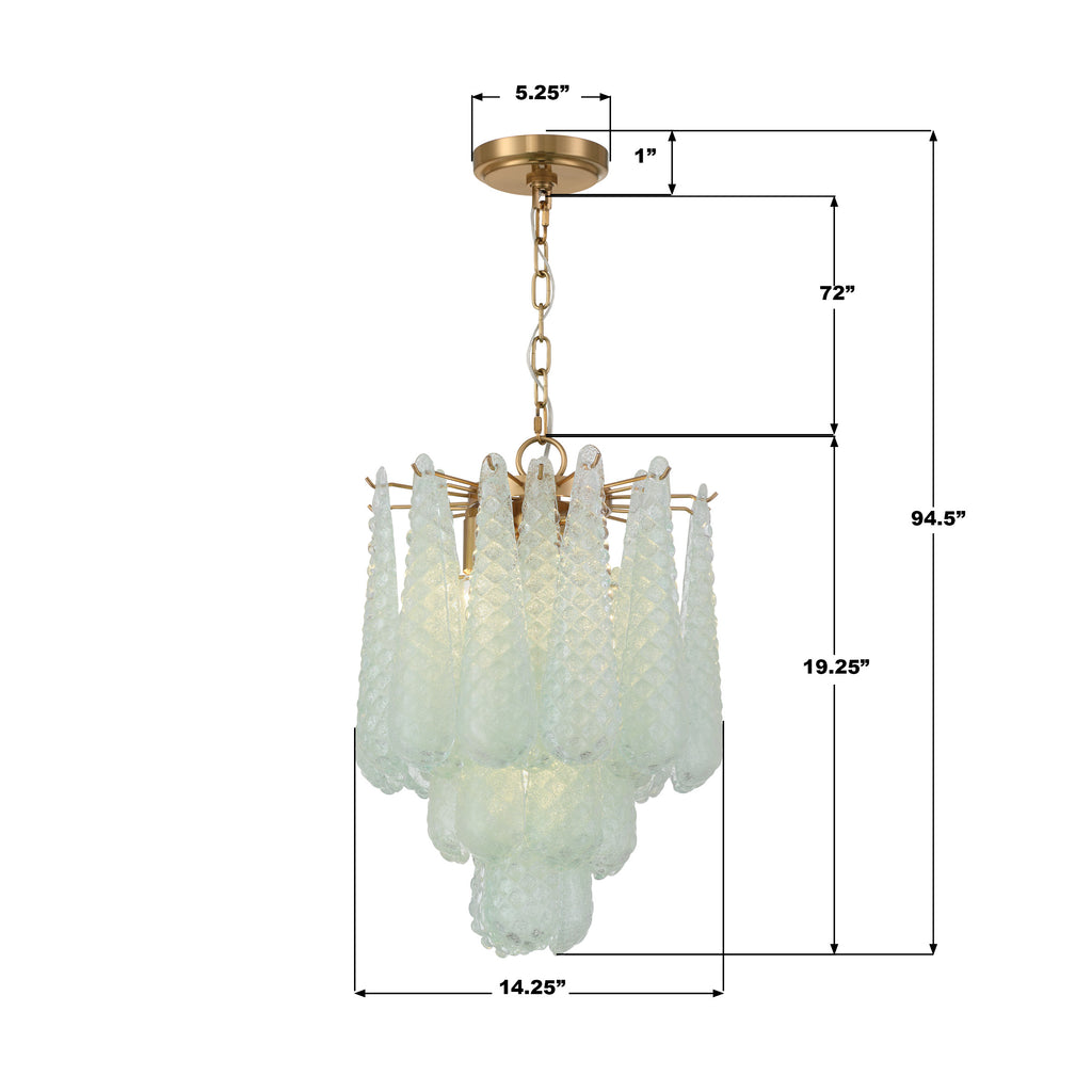 OLL-6004-AG-GR Ollie 14.25'' Chandelier | Dimensions Image