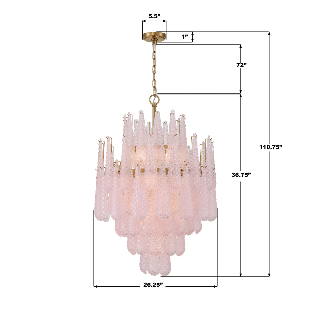 OLL-6006-AG-BH Ollie 26.25'' Chandelier | Dimensions Image
