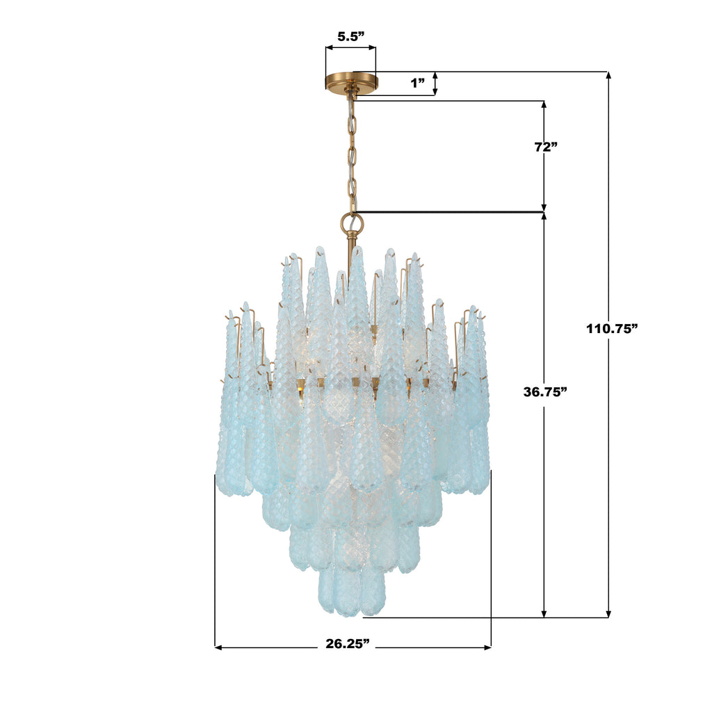 OLL-6006-AG-BL Ollie 26.25'' Chandelier | Dimensions Image