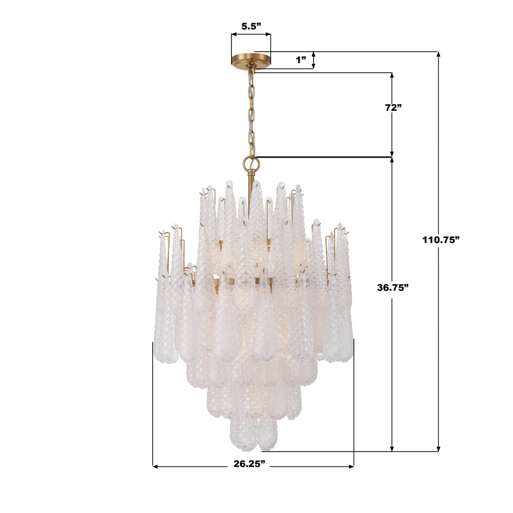 OLL-6006-AG-CL Ollie 26.25'' Chandelier | Dimensions Image