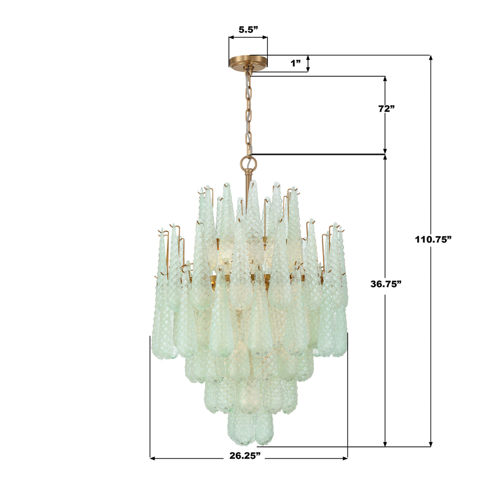 OLL-6006-AG-GR Ollie 26.25'' Chandelier | Dimensions Image