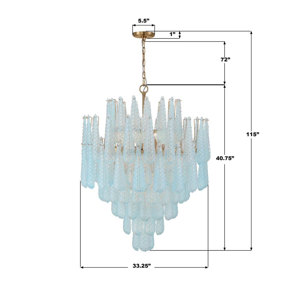 OLL-6008-AG-BL Ollie 21 Light Chandelier | Dimensions Image