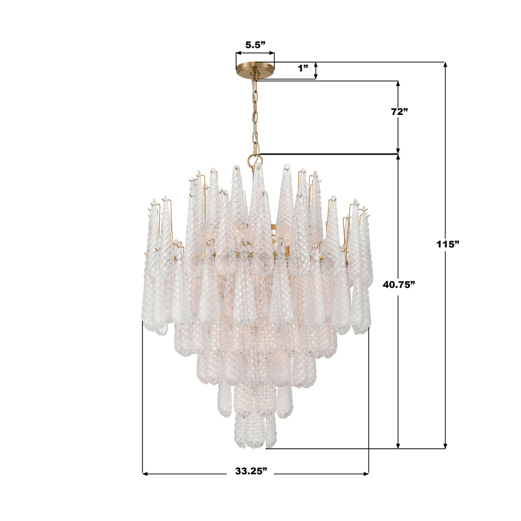 OLL-6008-AG-CL Ollie 21 Light Chandelier | Dimensions Image