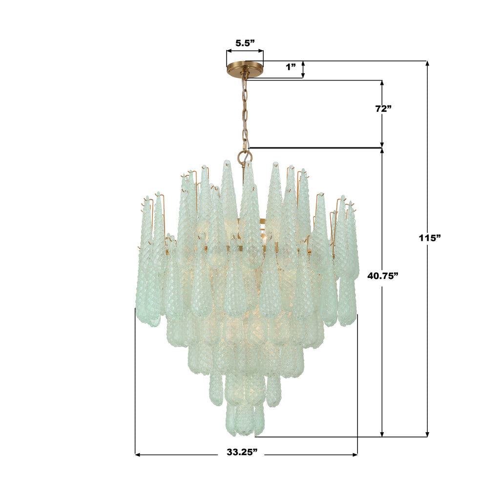 OLL-6008-AG-GR Ollie 21 Light Chandelier | Dimensions Image