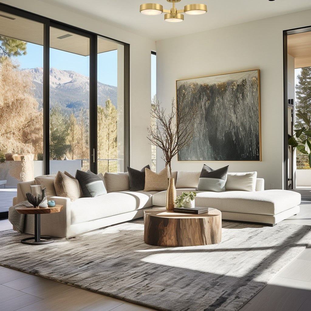 Crystorama Orson 22.5'' Semi Flush Mount in Modern Gold - Lifestyle View