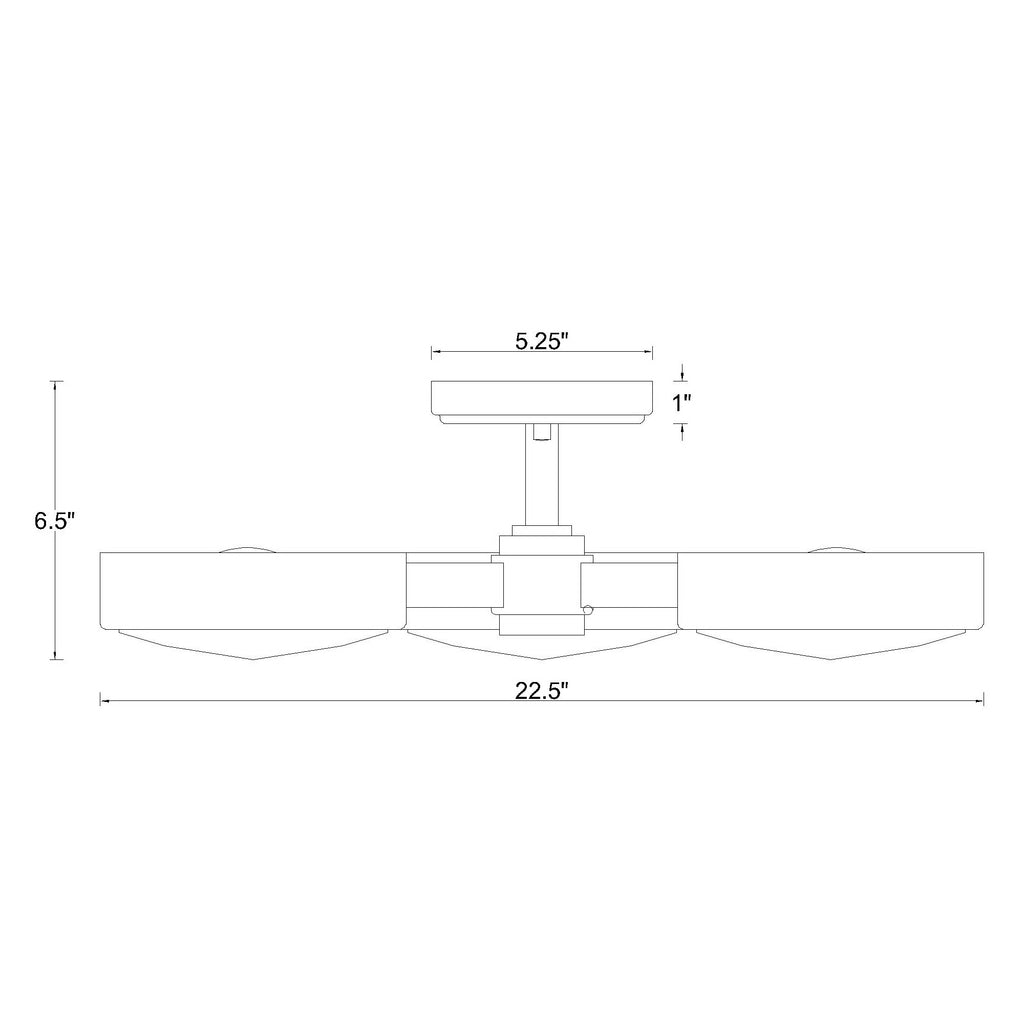 Crystorama Orson 22.5'' Semi Flush Mount - Product Dimensions