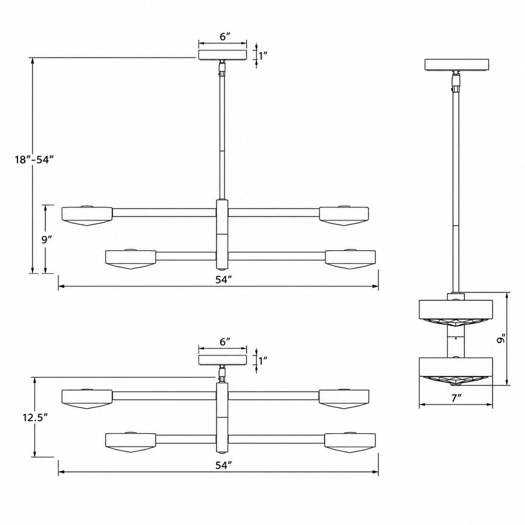 Crystorama Orson 54'' Linear Chandelier - Product Dimensions