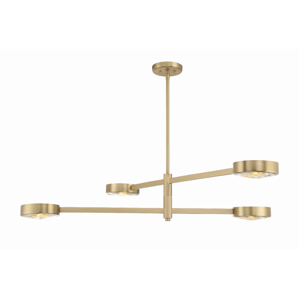 Crystorama Orson 54'' Linear Chandelier in Modern Gold - Front View