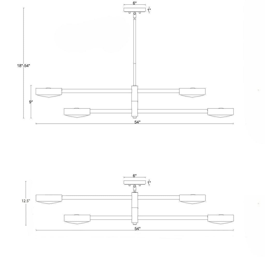 Crystorama Orson 54'' Linear Chandelier - Product Dimensions