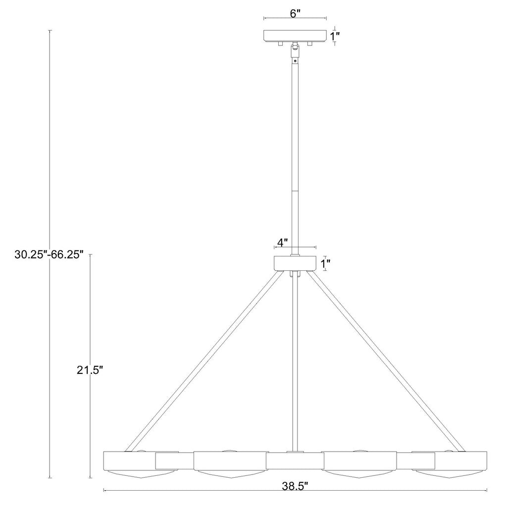 Crystorama Orson 38.5'' Chandelier - Product Dimensions