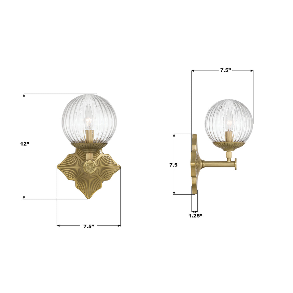ORY-1001-AG-CL Orly 7.5'' Sconce | Dimensions Image