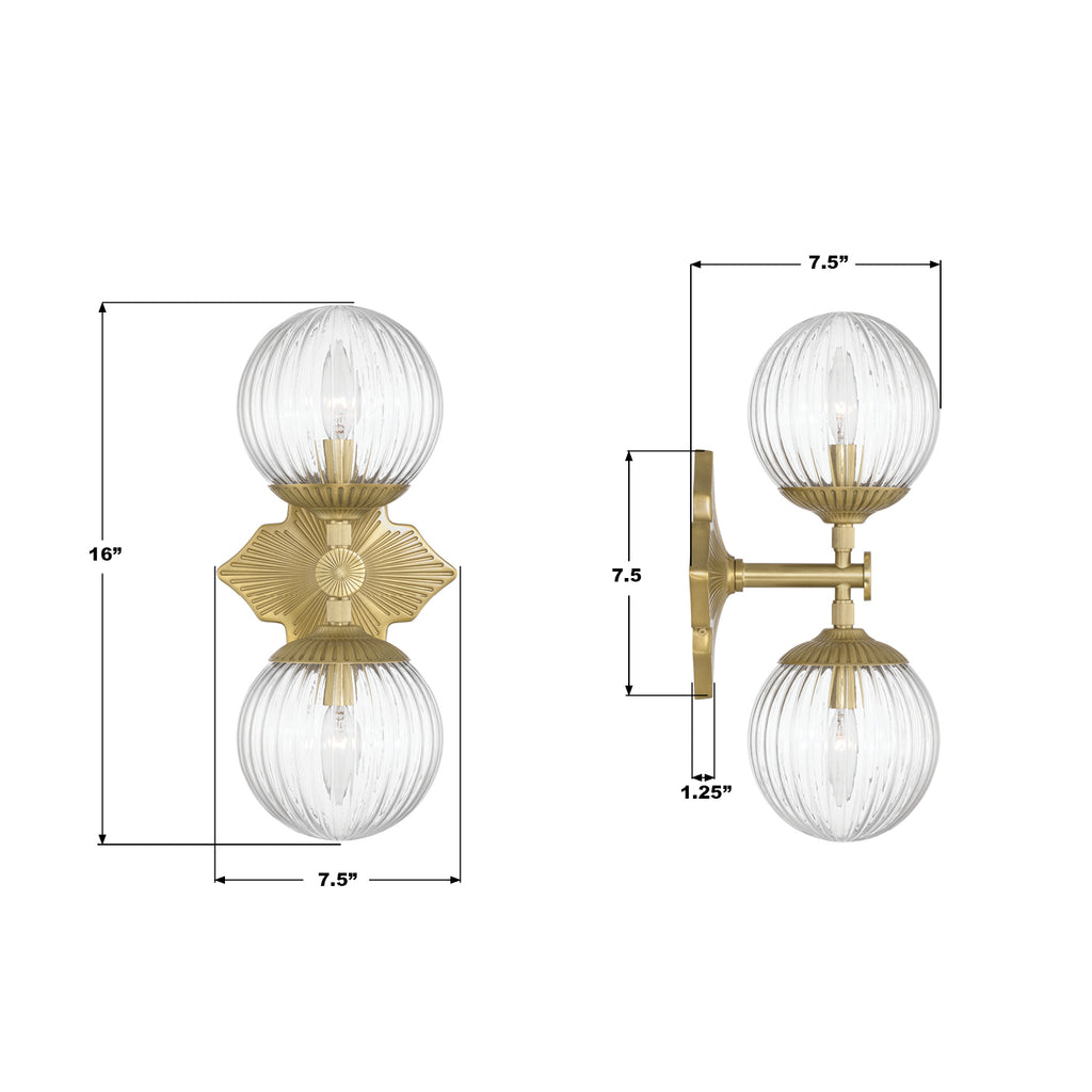 ORY-1002-AG-CL Orly 7.5'' Sconce | Dimensions Image