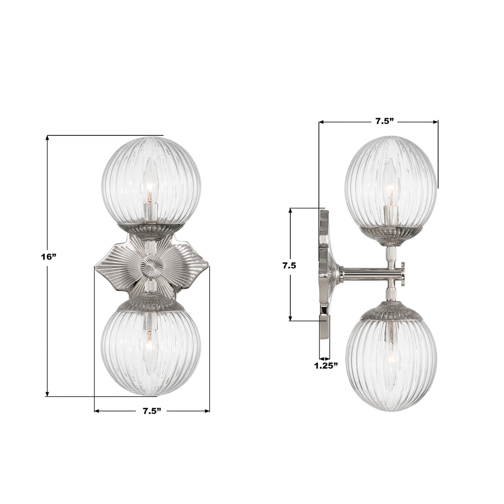 ORY-1002-PN-CL Orly 7.5'' Sconce | Dimensions Image