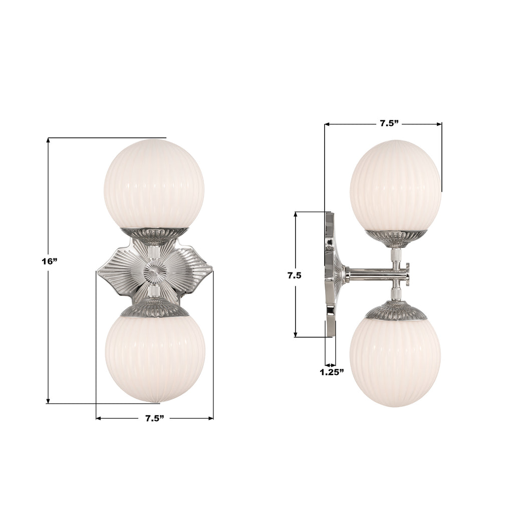ORY-1002-PN-WH Orly 7.5'' Sconce | Dimensions Image
