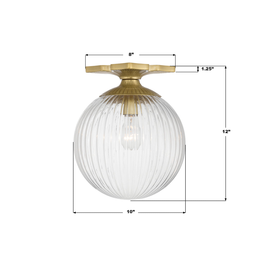 ORY-1003-AG-CL Orly 10'' Semi Flush Mount | Dimensions Image