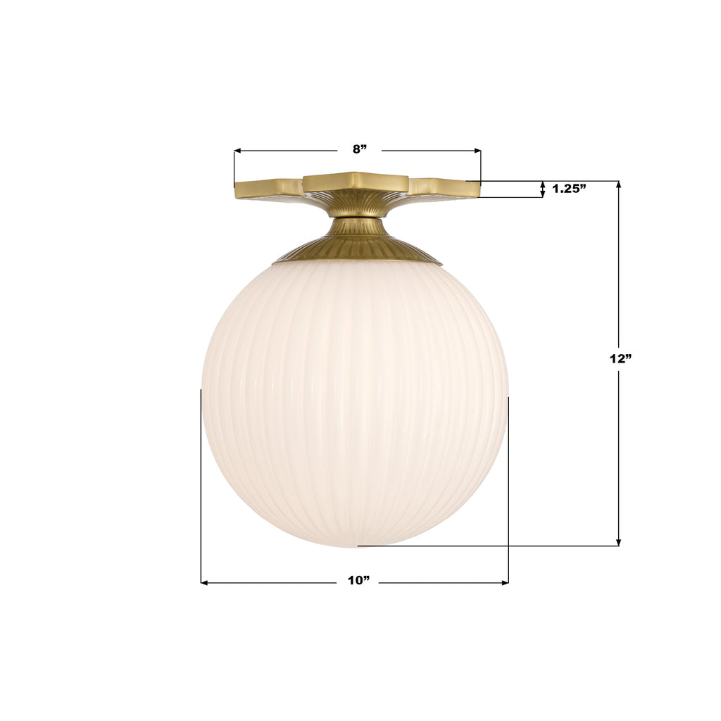 ORY-1003-AG-WH Orly 10'' Semi Flush Mount | Dimensions Image