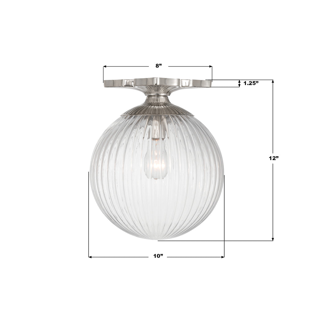 ORY-1003-PN-CL Orly 10'' Semi Flush Mount | Dimensions Image