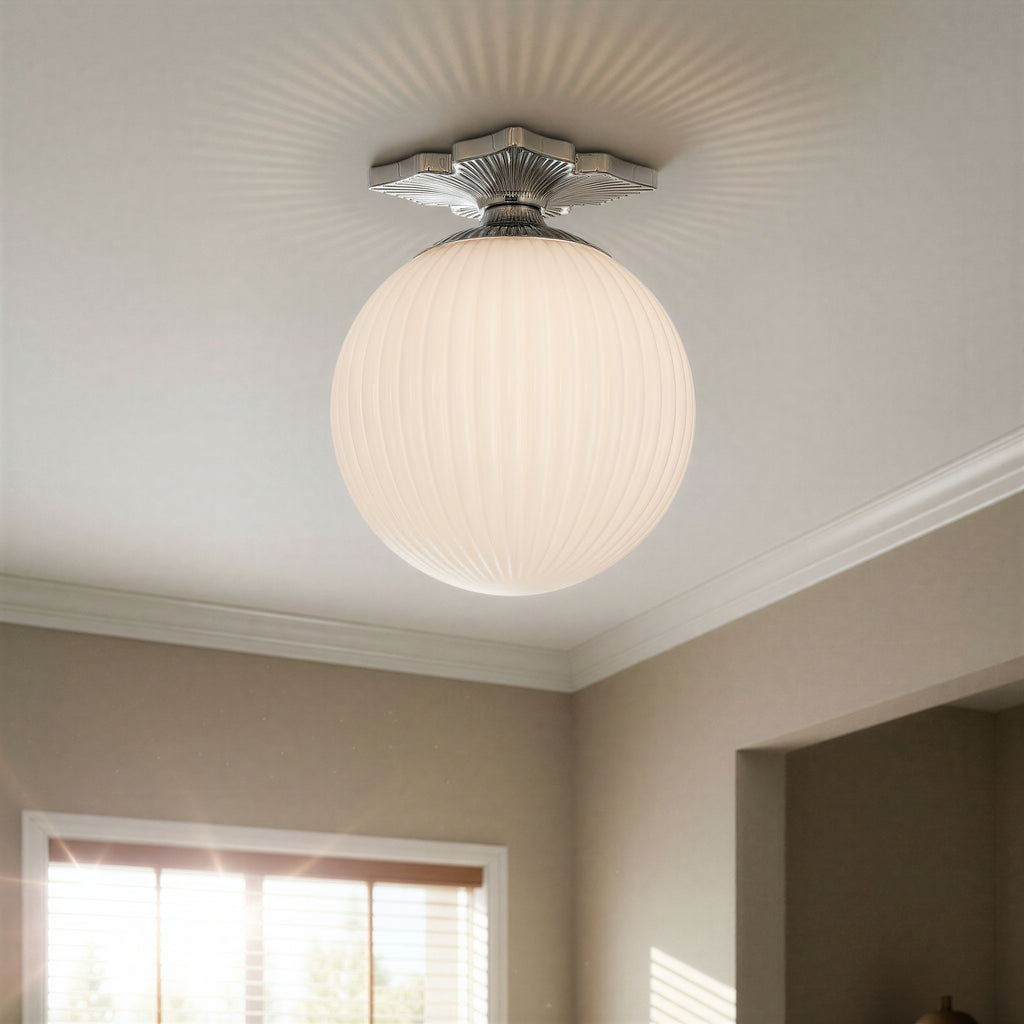 ORY-1003-PN-WH Orly 10'' Semi Flush Mount | Lifestyle Image