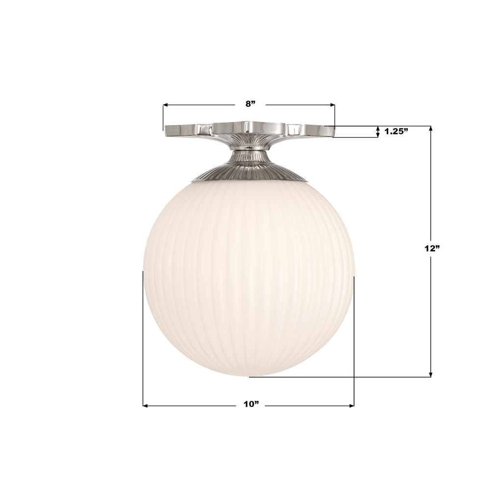 ORY-1003-PN-WH Orly 10'' Semi Flush Mount | Dimensions Image