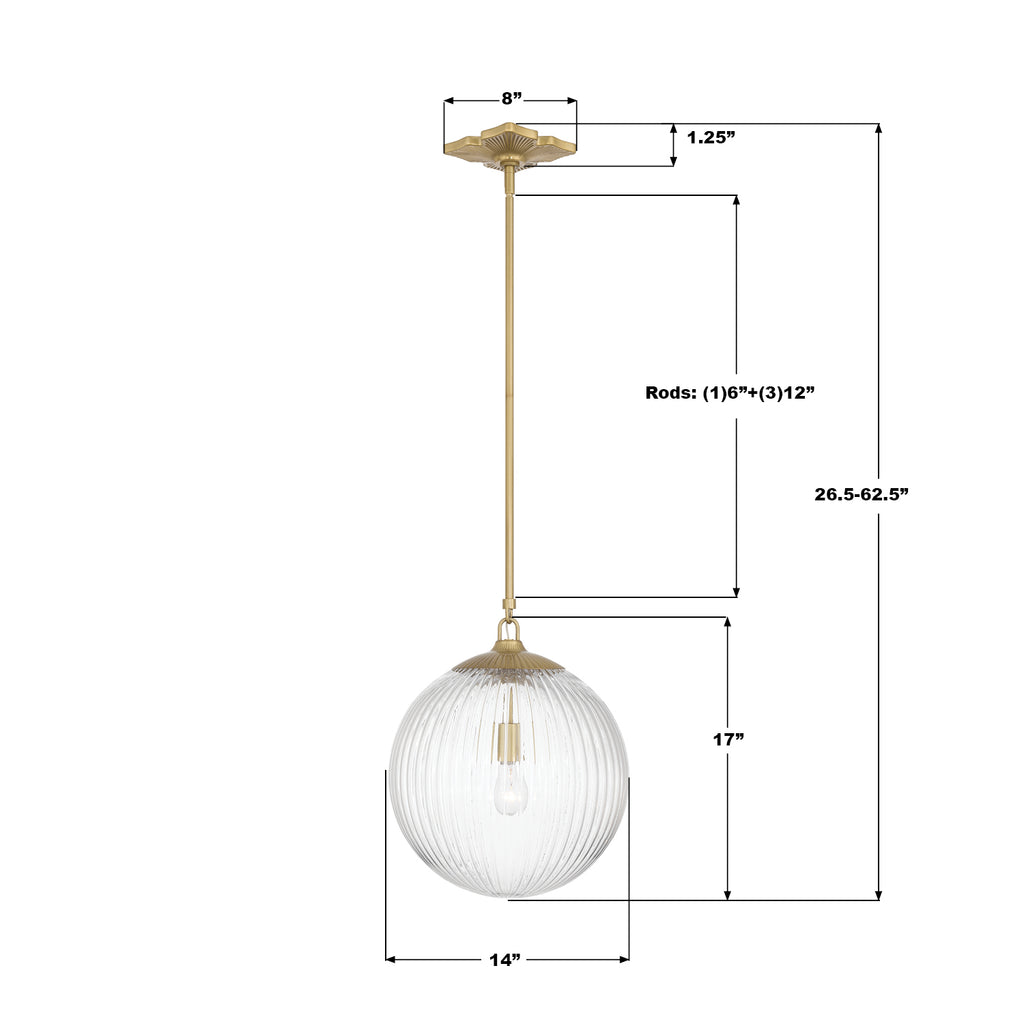 ORY-1007-AG-CL Orly 14'' Pendant | Dimensions Image