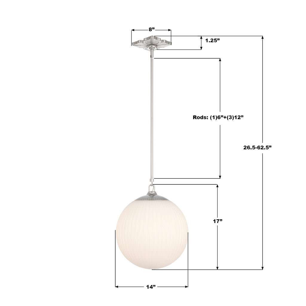 ORY-1007-PN-WH Orly 14'' Pendant | Dimensions Image