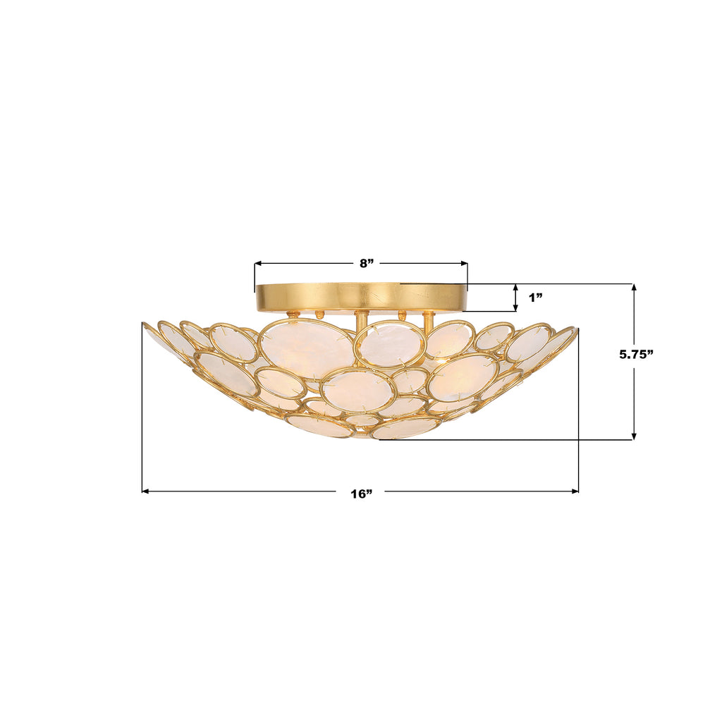 PAL-524-GA Palla 16'' Semi Flush Mount | Dimensions Image