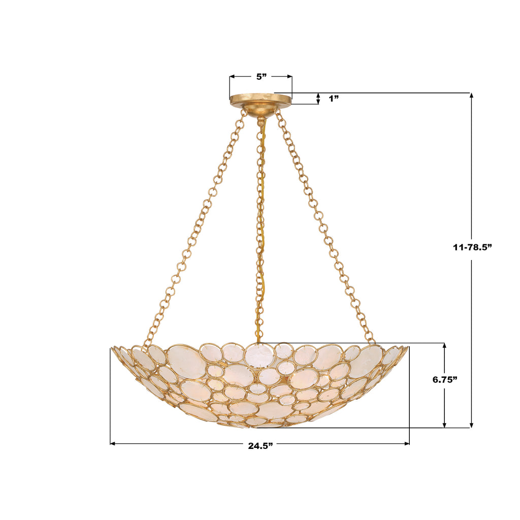 PAL-525-GA Palla 24.5'' Chandelier | Dimensions Image