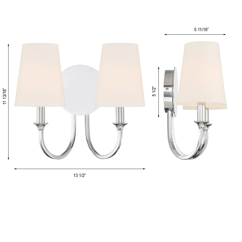 PAY-922-CH Payton 2 Light Sconce | Dimensions Image