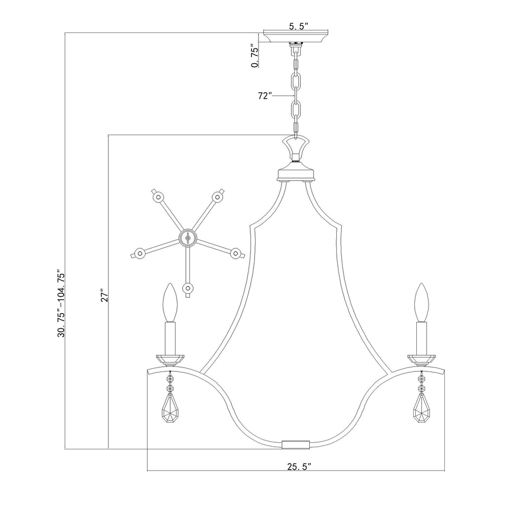 Crystorama Perry 25.5'' Chandelier - Product Dimensions