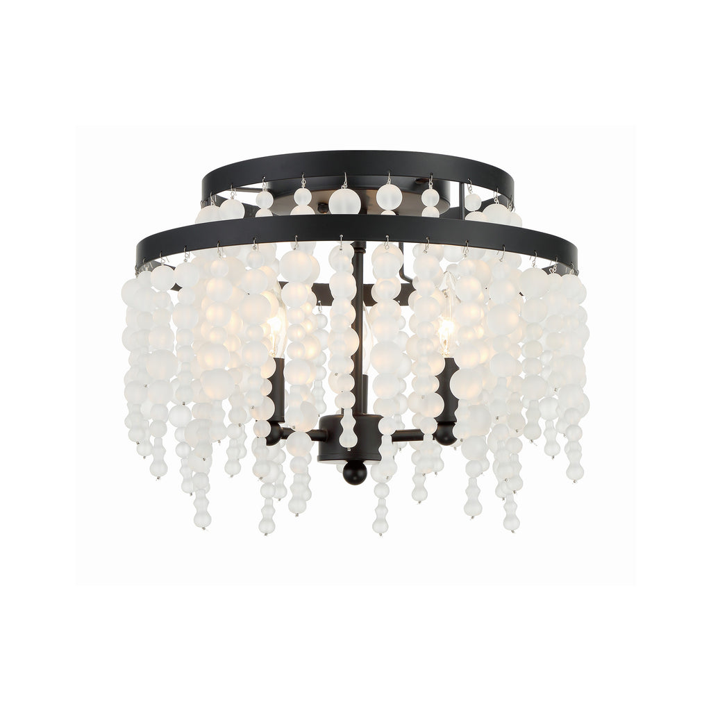 Crystorama Poppy 15'' Semi Flush Mount in Matte Black - Front View
