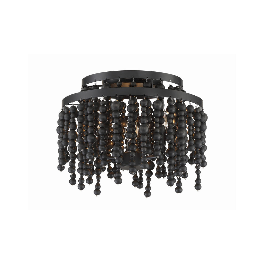 Crystorama Poppy 15'' Semi Flush Mount in Matte Black - Front View