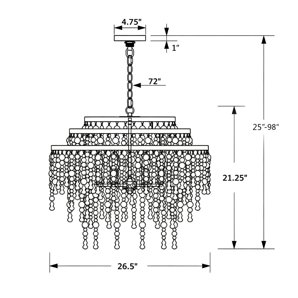 Crystorama Poppy 26.5'' Chandelier - Product Dimensions