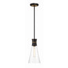 Crystorama Quinn 7'' Pendant in Matte Black + Textured Gold - Front View