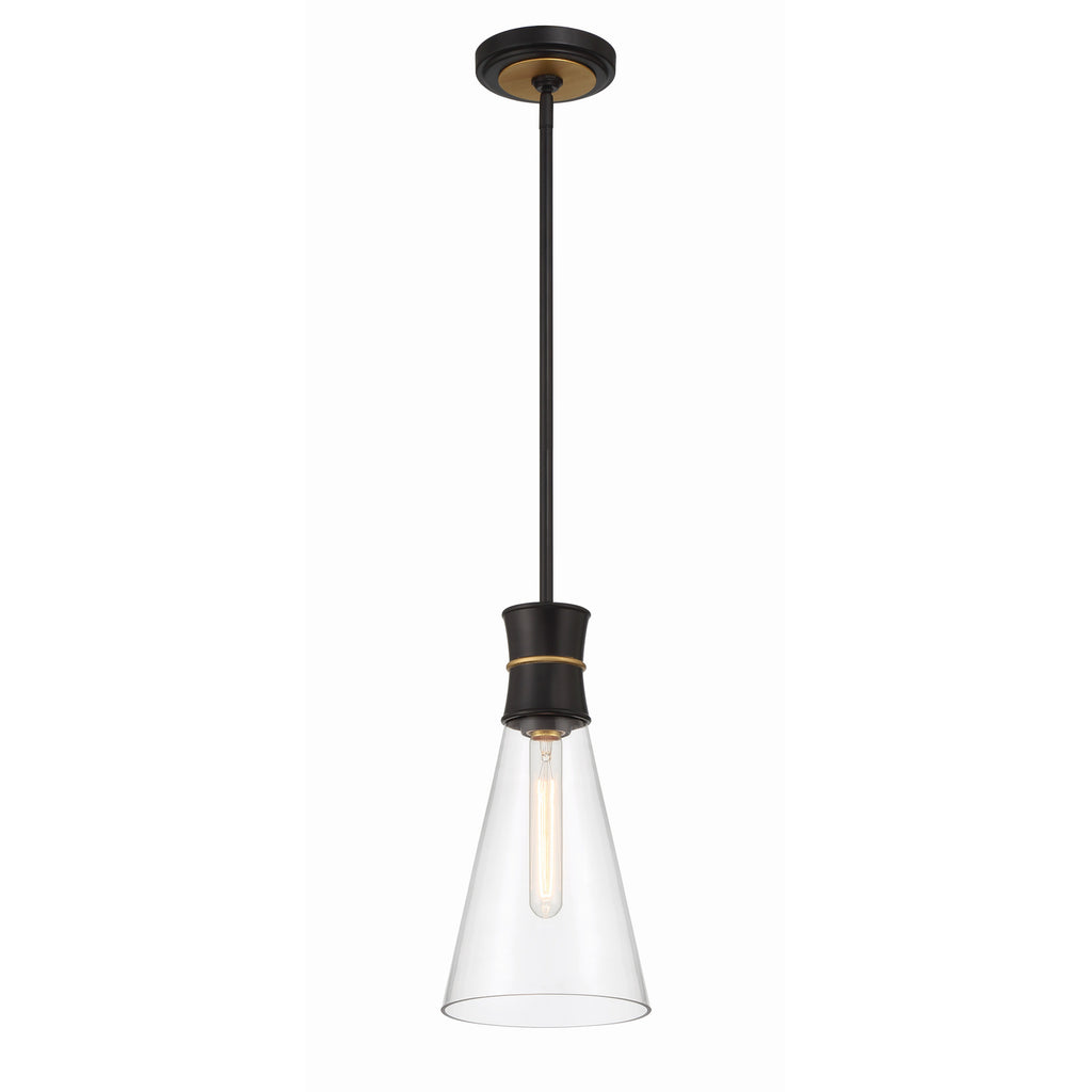 Crystorama Quinn 7'' Pendant in Matte Black + Textured Gold - Additional View