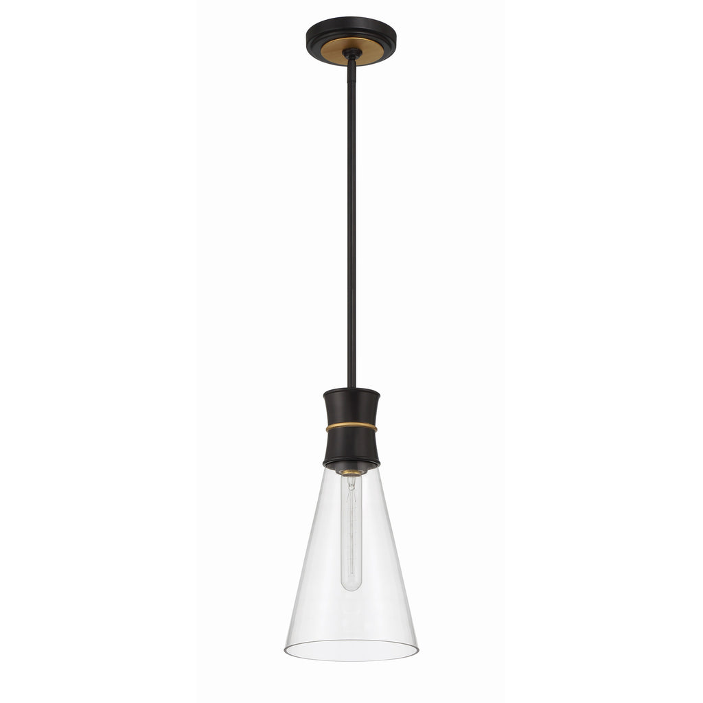 Crystorama Quinn 7'' Pendant in Matte Black + Textured Gold - Additional View