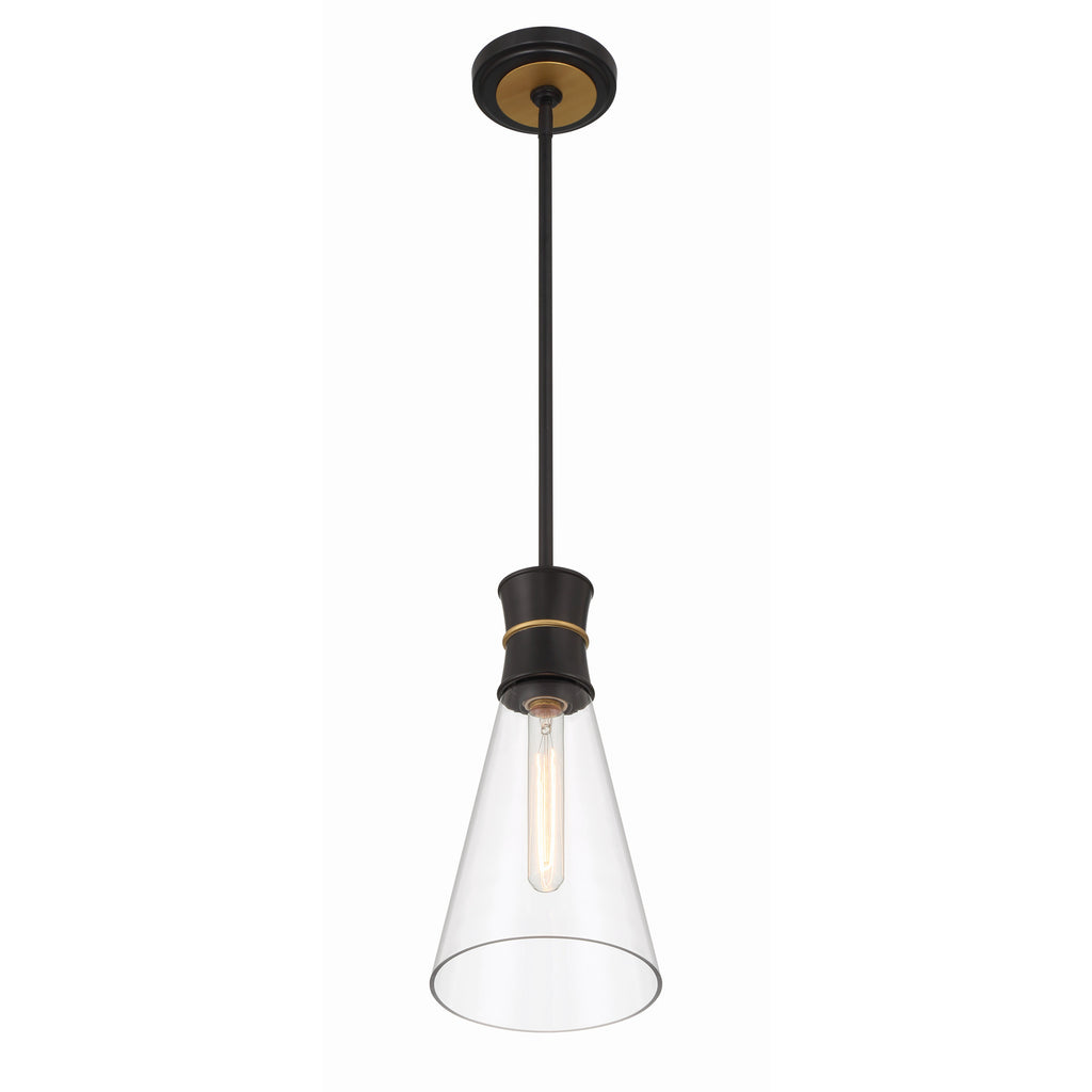 Crystorama Quinn 7'' Pendant in Matte Black + Textured Gold - Additional View