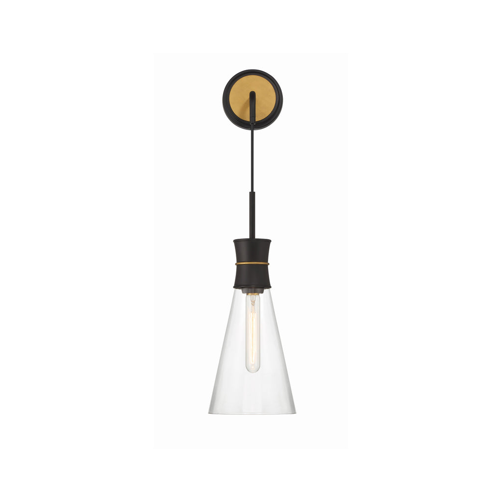 Crystorama Quinn 7'' Sconce in Matte Black + Textured Gold - Additional View