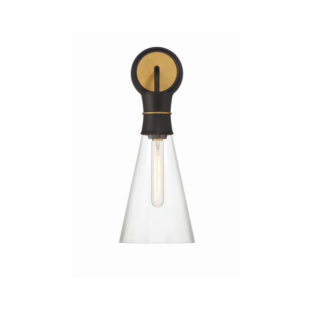Crystorama Quinn 7'' Sconce in Matte Black + Textured Gold - Additional View